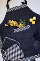 Checked Kitchen Apron - Navy